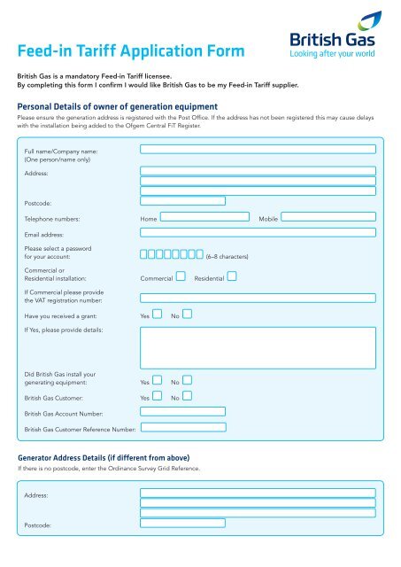 Feed-in Tariff Application Form