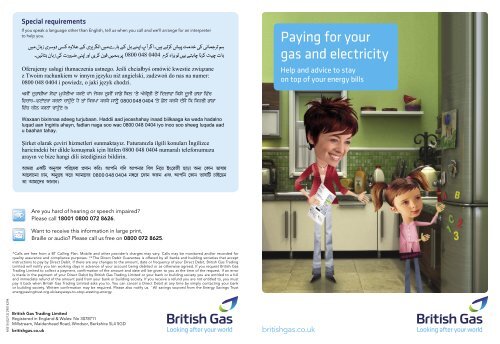 Paying for your gas and electricity