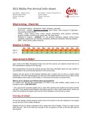 IELS Malta Pre-Arrival Info sheet