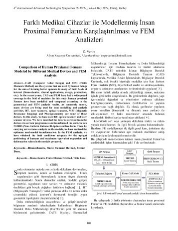 Farklı Medikal Cihazlar ile Modellenmiş İnsan Proximal Femurların ...