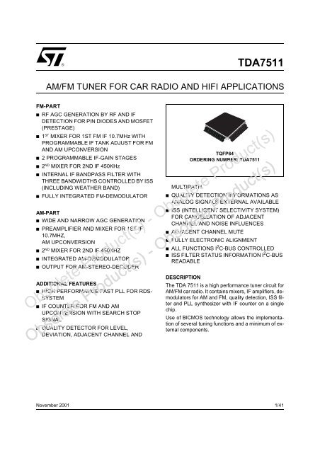 AM/FM tuner for car radio hifi applications - STMicroelectronics