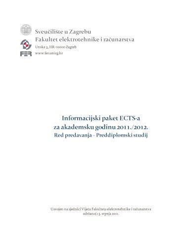 2011_FER HR Informacijski_Paket_ECTSa Red_Predavanja ...