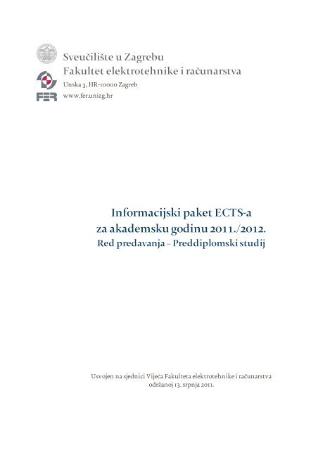 2011_FER HR Informacijski_Paket_ECTSa Red_Predavanja ...