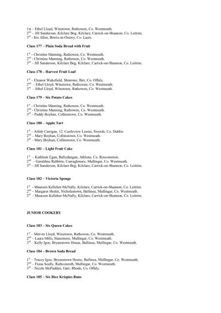 Results 2009 - Mullingar Show