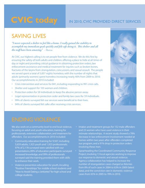 2010 Annual Report - Community Violence Intervention Center