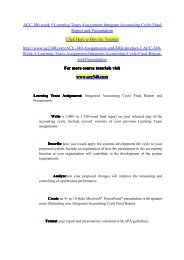 ACC 340 week 5 Learning Team Assignment Integrate Accounting Cycle Final Report and Presentation/ acc340dotcom