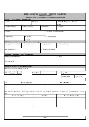 Formulario N 001-A-SPLAFMV - Registro de Clientes ...