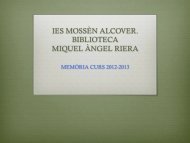 IES MOSSÈN ALCOVER BIBLIOTECA MIQUEL ÀNGEL RIERA
