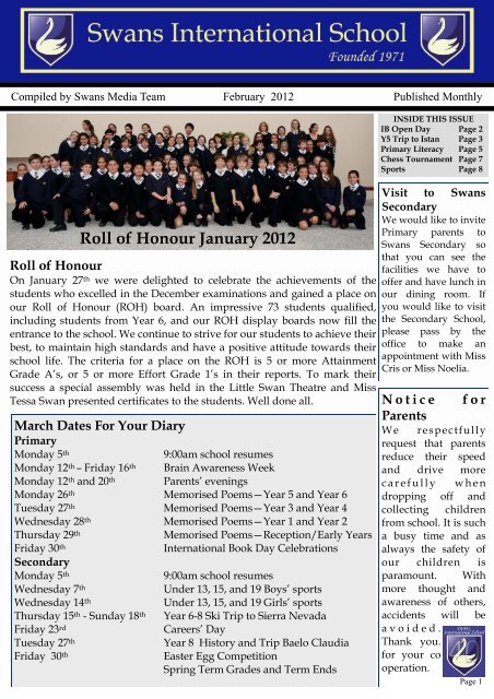 Feb Newsletter - Swans School Marbella