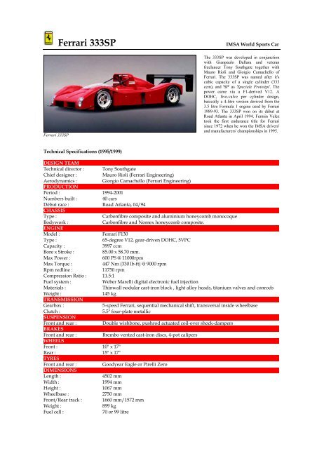 1999 Ferrari 333SP - Motorsports Almanac