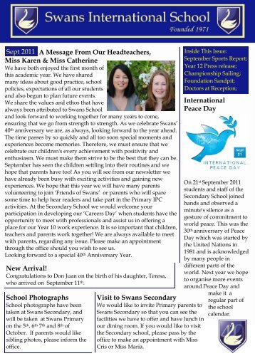 Sept 2011 Newsletter - Swans School Marbella