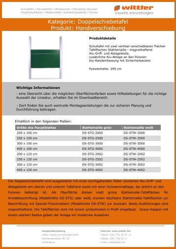 Produktdatenblatt (PDF) - Wittler Visuelle Einrichtungen GmbH