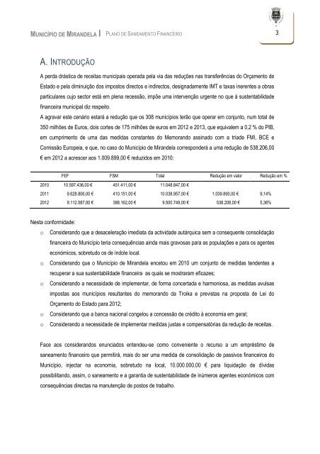 PLANO DE SANEAMENTO FINANCEIRO