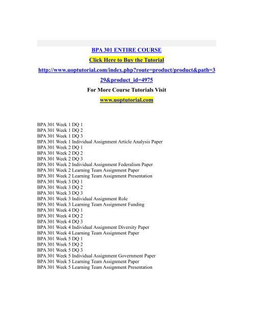BPA 301 ENTIRE COURSE