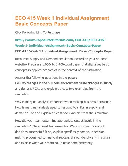 eco415 individual assignment 1