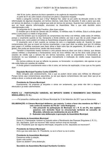 ASSEMBLEIA MUNICIPAL DE MIRANDELA 1- 2- 3- 4- 5- 6-