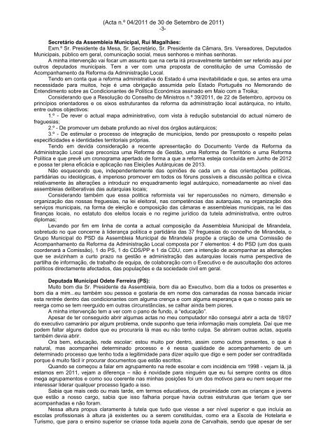 ASSEMBLEIA MUNICIPAL DE MIRANDELA 1- 2- 3- 4- 5- 6-