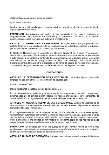 DECRETO 1295 DE 1994.pdf - Universidad Libre - Seccional Pereira