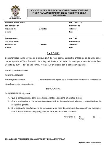 solicitud certificado finca para registro de la propiedad - Portal Ayto ...