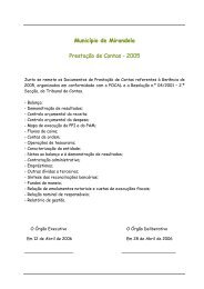 Município de Mirandela Prestação de Contas - 2005