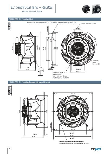 EC/AC centrifugal fans RadiCal