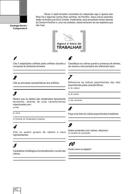 ZOOLOGIA GERAL E COMPARADA II