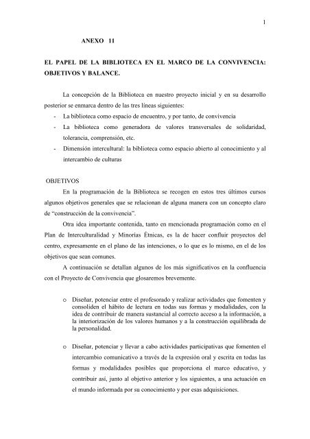 1 ANEXO 11 EL PAPEL DE LA BIBLIOTECA EN EL MARCO DE LA ...