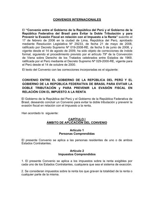 Convenio entre el Gobierno de la RepÃºblica del PerÃº y el ... - Andina