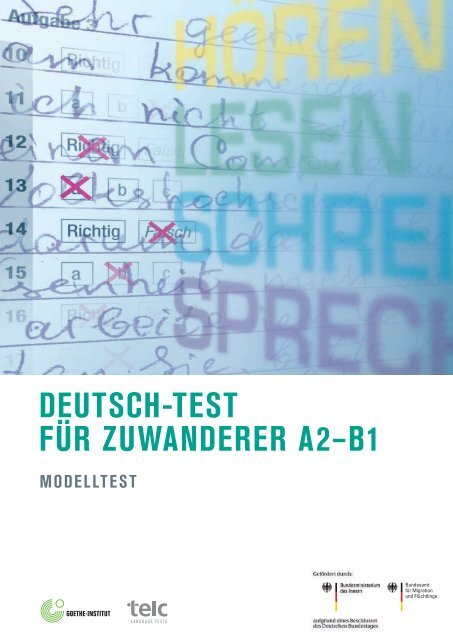 Deutsch Test Für Zuwanderer A2b1 Modelltest Telc Gmbh
