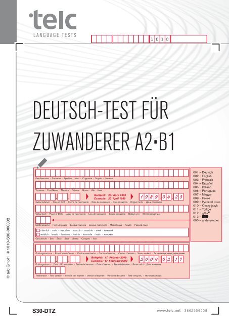 Prüfungstraining Deutsch-test Für Zuwanderer A2 B1 ответы 24 Sprechen Teilnehmer/in
