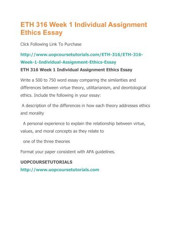 Individual assignment ethics essay