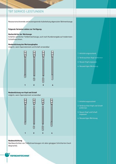 TBT Tiefbohrwerkzeuge, Zubehör und Schleifmaschinen