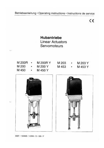 HORA Holter Regelarmaturen M200R(Y) / M200(Y) / M450(Y ...