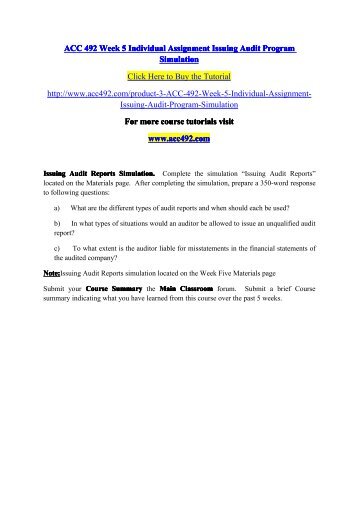 acc 492 week 5 individual assignment Acc 492 week 5 individual assignment audit program simulation. acc 492 week 5 individual assignment Acc 492 week 5 individual assignment audit program simulation.