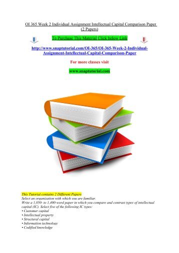 OI 365 Week 2 Individual Assignment Intellectual Capital Comparison Paper (2 Papers)