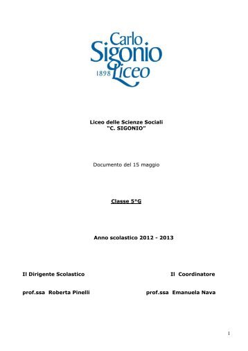 Documento 15 maggio 2012 2013 - Liceo Carlo Sigonio