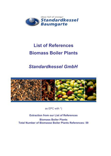 List of References Biomass Boiler Plants Standardkessel GmbH