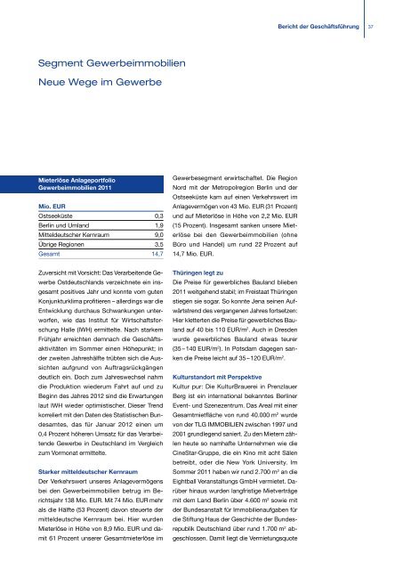 Geschäftsbericht 2011 - TLG Immobilien GmbH