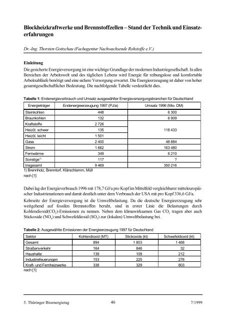 Bioenergie - umweltfreundliche Erzeugung und Nutzung von ... - TLL