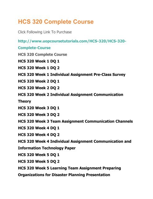 HCS 320 Complete Course.pdf