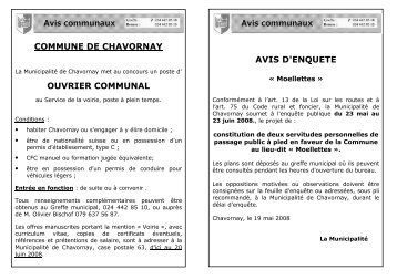 TÃ©lÃ©charger bulletin communal du 30.05.2008 - Chavornay