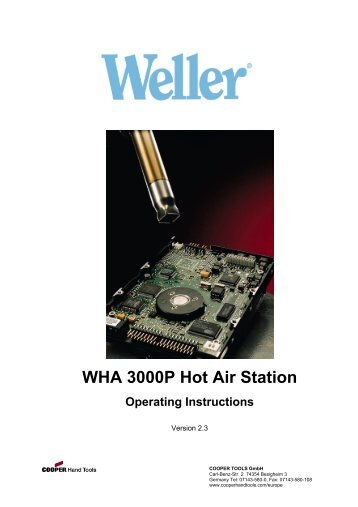 Wha 3000p hot air station operating instructions - Cooper Hand Tools