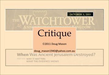 Onscreen Critique, October Watchtower, Jerusalem ... - jwstudies