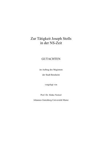 Zur Tätigkeit Joseph Stolls in der NS-Zeit - Bensheim