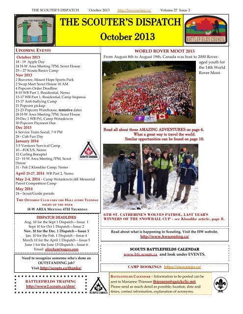 THE SCOUTER’S DISPATCH October 2013