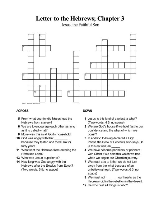 Crossword Puzzles The Book of Hebrews