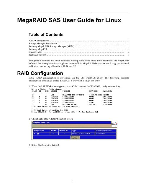 MegaRAID SAS User Guide for Linux