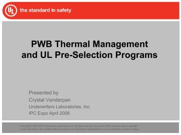 PWB Thermal Management and UL Pre-Selection Programs - UL.com