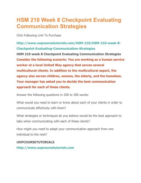 HSM 210 Week 8 Checkpoint Evaluating Communication Strategies.pdf