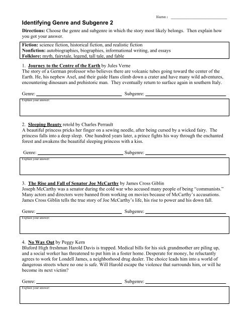 Identifying Genre and Subgenre 2